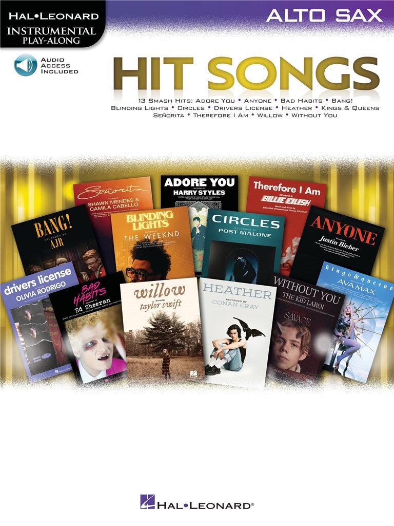 Hit Songs Instrumental Play Along Alto Sax +online Sheet Music Songbook