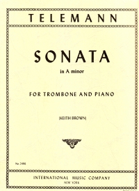 Telemann Sonata Amin Brown Trombone & Piano Sheet Music Songbook
