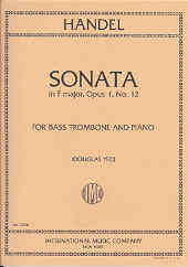 Handel Sonata F Op1/12 Bass Trombone Sheet Music Songbook