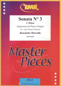 Marcello Sonata No 3 Amin Euphonium & Piano Sheet Music Songbook