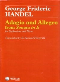 Handel Adagio & Allegro Sonata In E Euphonium Sheet Music Songbook
