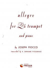 Fiocco Allegro Trumpet Sheet Music Songbook