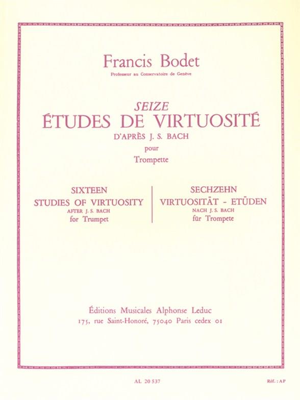 Bodet 16 Etudes De Virtuosite Dapres Bach Trumpet Sheet Music Songbook