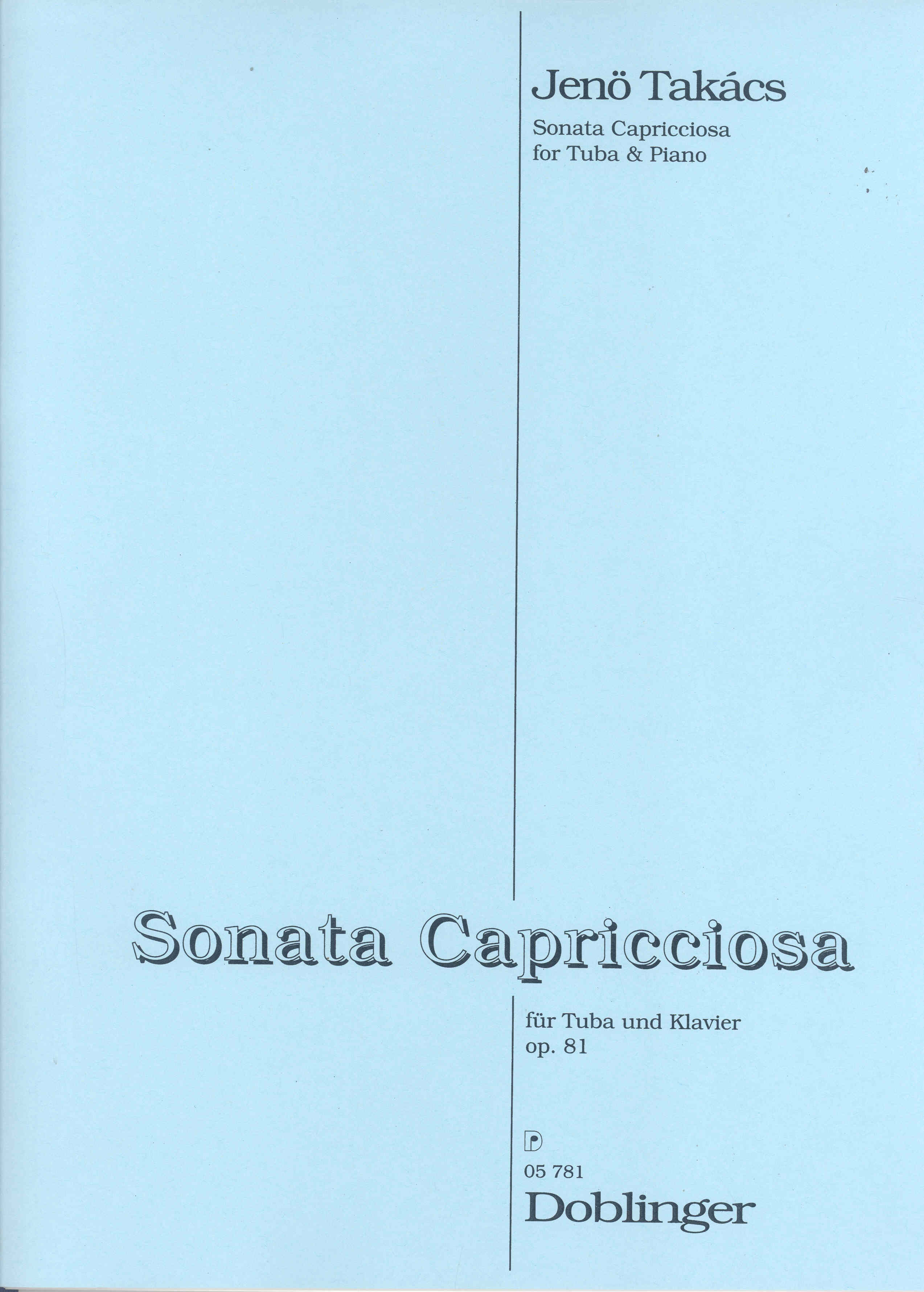Takacs Sonata Capricciosa Op81 Tuba & Piano Sheet Music Songbook