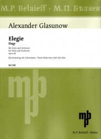 Glazunov Elegy Op44 Viola Sheet Music Songbook