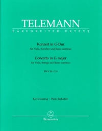 Telemann Concerto G Wolff Viola & Piano Sheet Music Songbook