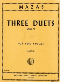 Mazas Duets (3) Op71 Viola Sheet Music Songbook