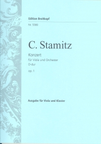 Stamitz Viola Concerto Op1 Dmaj Viola & Piano Sheet Music Songbook