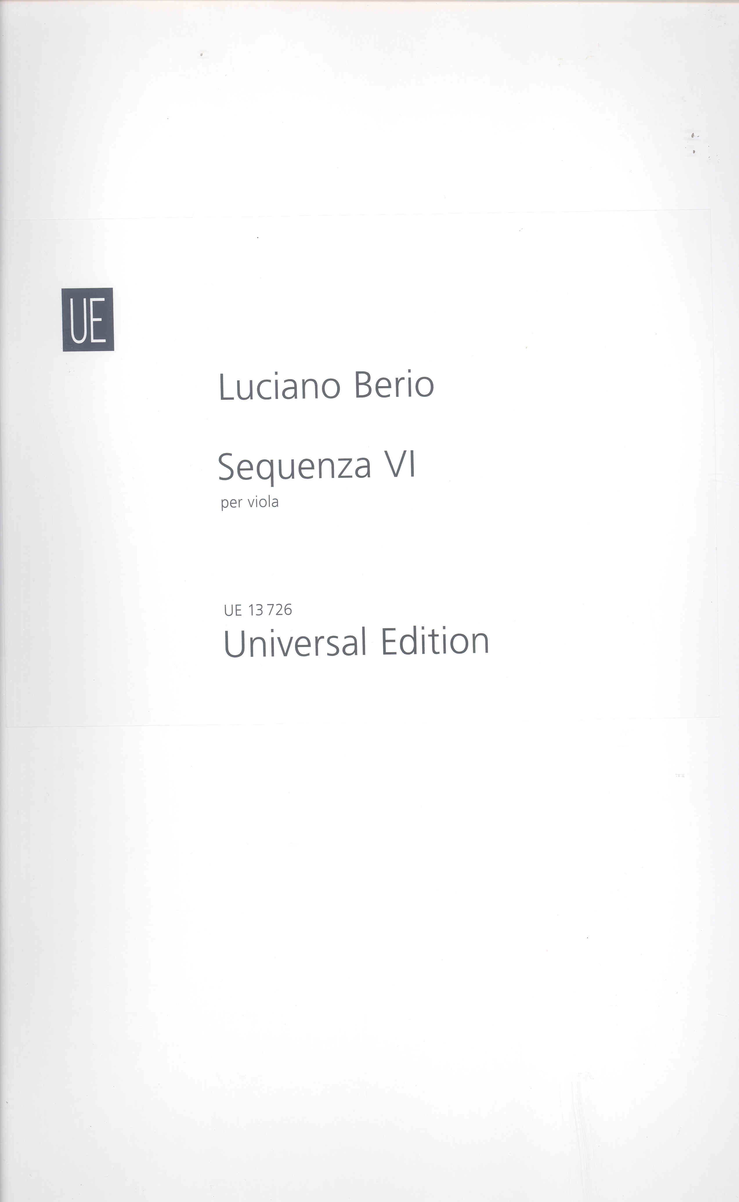 Berio Sequenza Vi Solo Viola Sheet Music Songbook