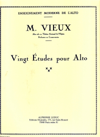 Vieux 20 Etudes Viola Sheet Music Songbook