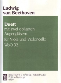 Beethoven Duet With Two Obbligato Eyeglasses Va/vc Sheet Music Songbook