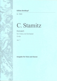 Stamitz Concerto Op1 D Viola Sheet Music Songbook