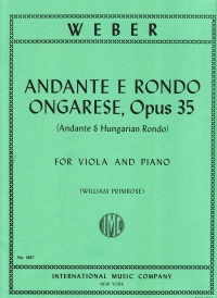Weber Andante & Rondo Ongarese Viola & Piano Sheet Music Songbook