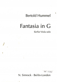 Hummel Fantasia In G, Op. 77d Viola Sheet Music Songbook