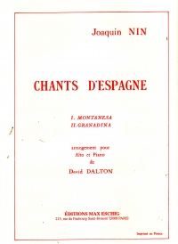 Nin Chants Despagne Viola & Piano Sheet Music Songbook