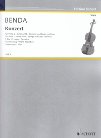 Benda Concerto F Major Viola & Piano Sheet Music Songbook