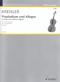 Kreisler Praeludium & Allegro Style Pugnani Viola Sheet Music Songbook