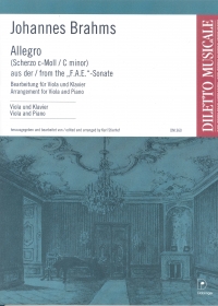 Brahms Allegro (scherzo In C Minor) Viola & Piano Sheet Music Songbook