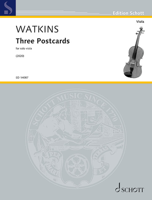 Watkins Three Postcards Solo Viola Sheet Music Songbook