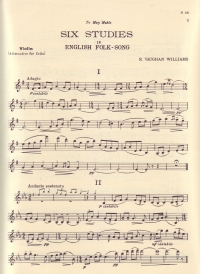 Vaughan Williams 6 Studies Eng Folksong Violin Pt Sheet Music Songbook