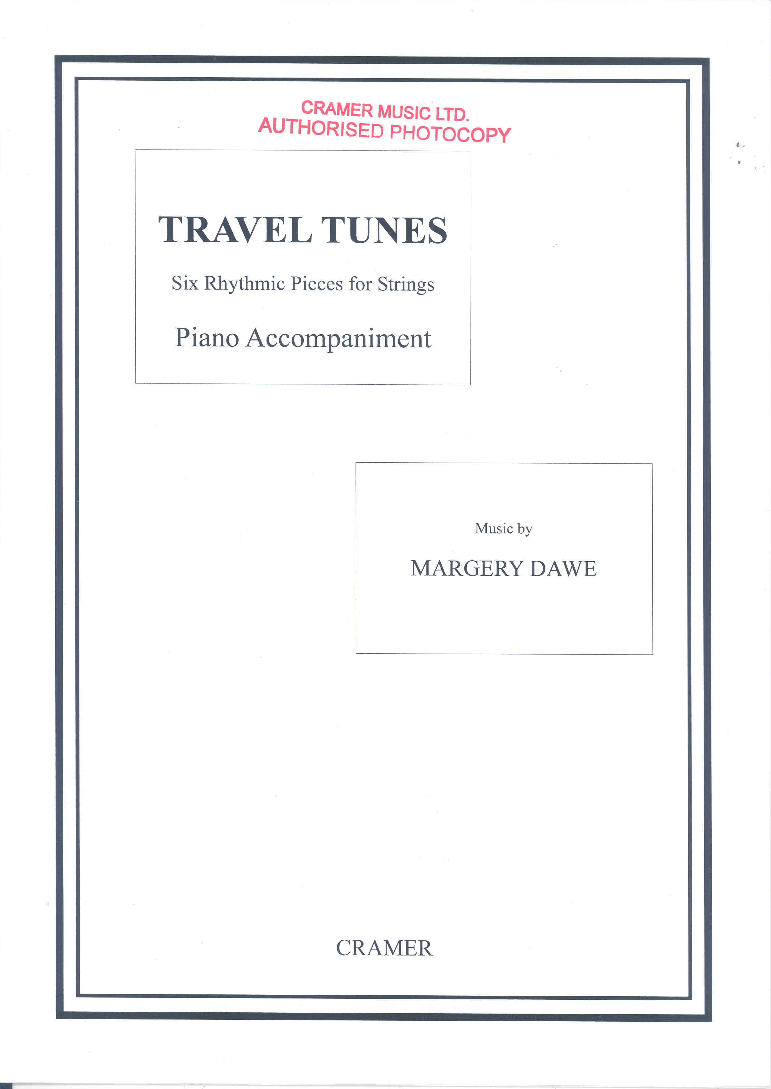 Travel Tunes Dawe Piano Accompaniment Sheet Music Songbook