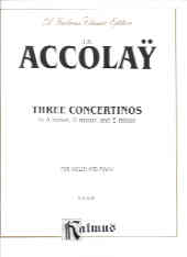 Accolay Concertinos (3) Amin Dmin Emin Violin & Pf Sheet Music Songbook
