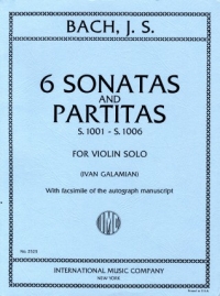 Bach Sonatas & Partitas (6) Violin Solo Galamian Sheet Music Songbook