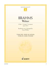 Brahms Waltz Op39 No 15 A Willms Violin & Piano Sheet Music Songbook