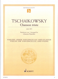 Tchaikovsky Chanson Triste Op40 No 2 Violin Sheet Music Songbook