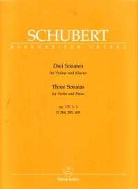 Schubert Sonatas (3) Sonatinas Violin & Piano Sheet Music Songbook