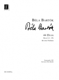 Bartok 44 Duos Book 1 (1-25) 2 Violins Sheet Music Songbook