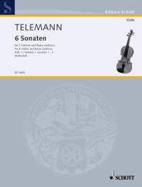 Telemann Sonatas (6) Vol 1 2 Violins & Piano Sheet Music Songbook