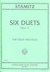 Stamitz Six Duets Op19  Violin & Cello Sheet Music Songbook