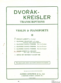 Dvorak Melody (largo) From Symphony No 9 Kreisler Sheet Music Songbook