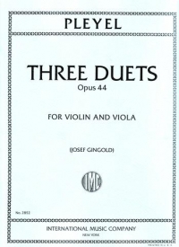 Pleyel Three Duets Opus 44 Violin & Viola Sheet Music Songbook