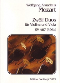 Mozart Duos 12 Kv487 Violin & Viola Sheet Music Songbook