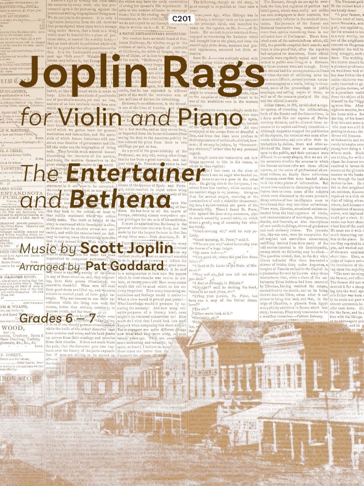 Joplin Rags For Violin Entertainer/bethena Vln & Pf Sheet Music Songbook