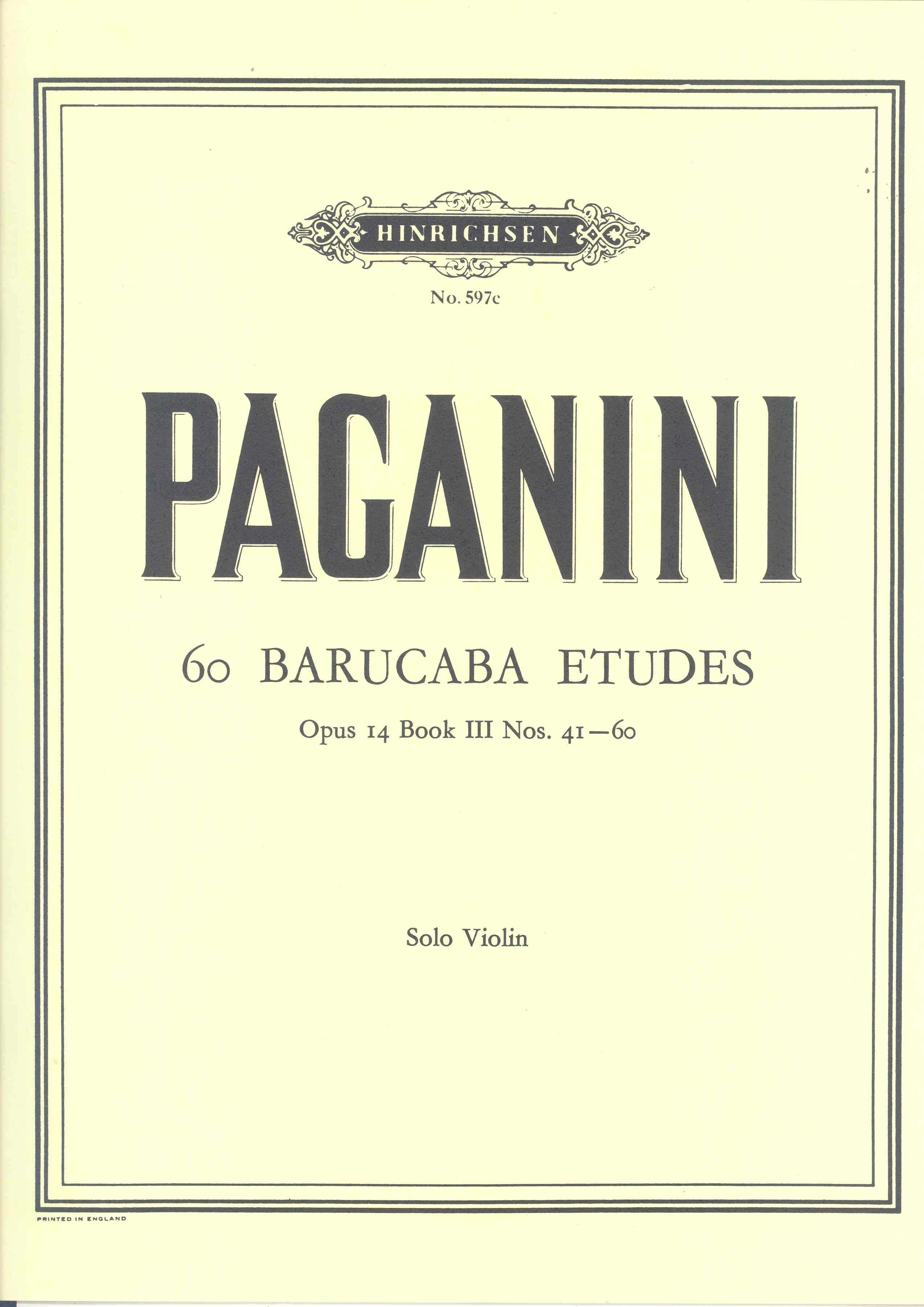 Paganini 60 Barucaba Studies Vol 3 Violin Sheet Music Songbook