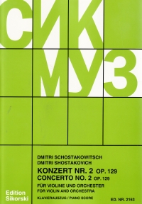 Shostakovich Concerto No 2 Op129 C#min Violin & Pf Sheet Music Songbook