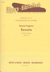 Paganini Sonate For Violin/guitar 5 Op3 Sheet Music Songbook