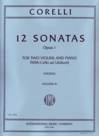 Corelli Sonatas (12) Op1 Vol 4 2 Violins & Piano Sheet Music Songbook