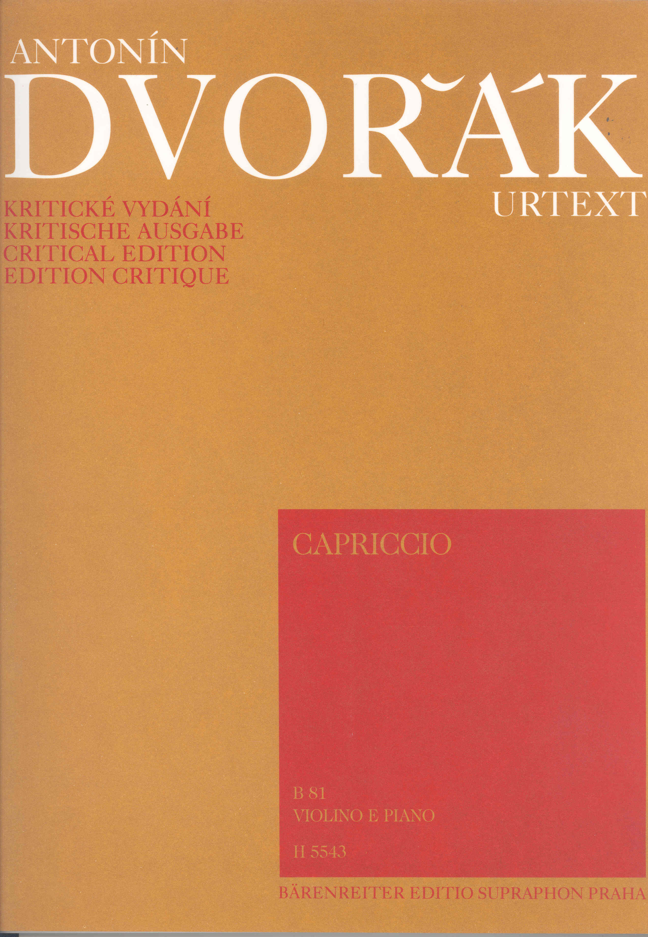 Dvorak Capriccio Violin & Piano Sheet Music Songbook