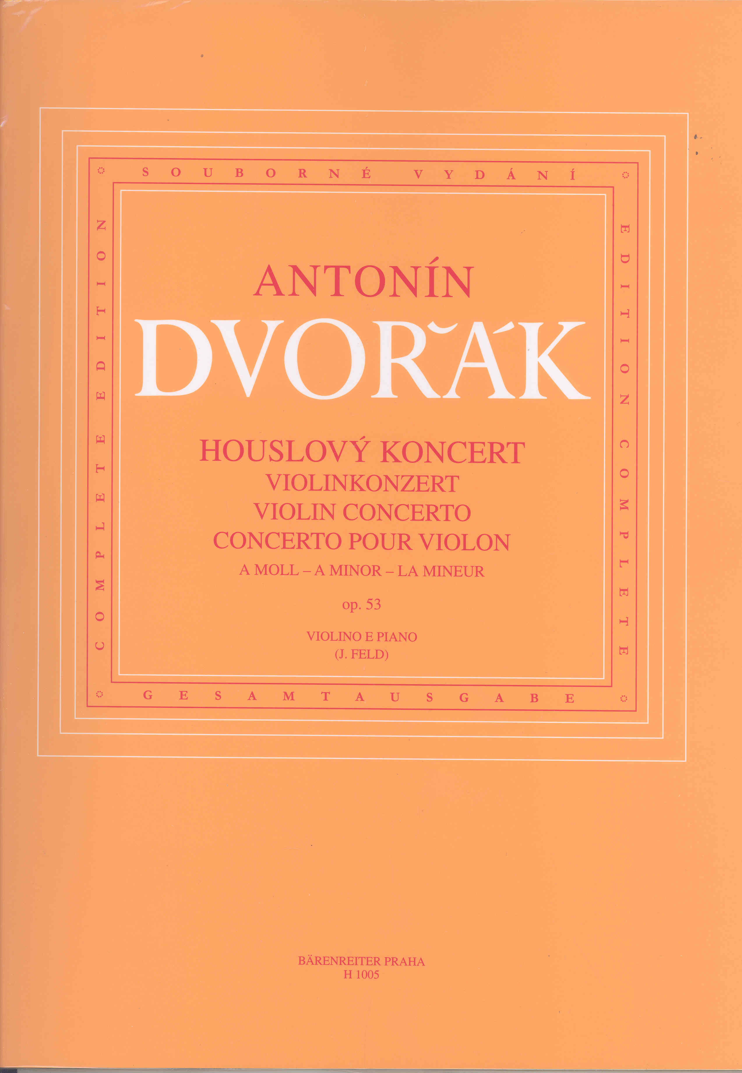 Dvorak Concerto For Violin Amin Op53 Sheet Music Songbook