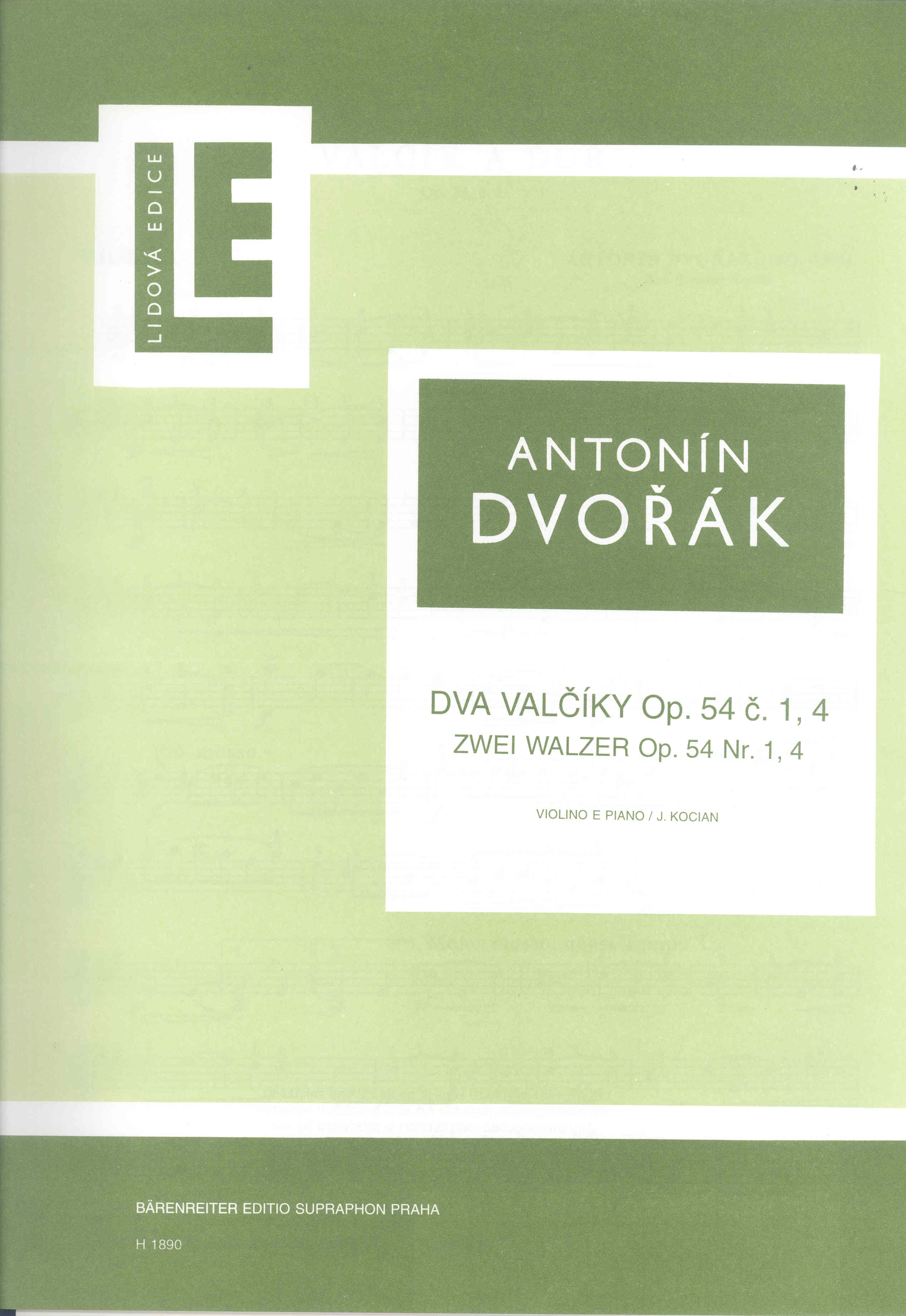 Dvorak Waltzes (2) Op54 No 1 In A No 4 In D Sheet Music Songbook