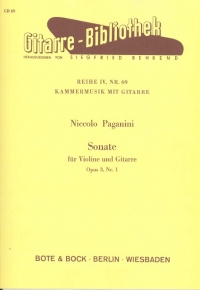 Paganini Sonata For Violin & Guitar Op3/1 Sheet Music Songbook