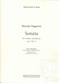 Paganini Sonata Violin & Guitar Op3/6 Sheet Music Songbook