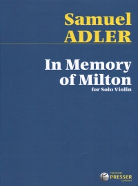 Adler In Memory Of Milton Solo Violin Sheet Music Songbook