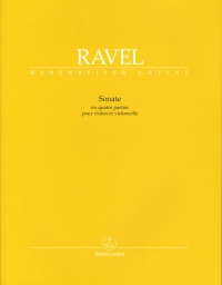 Ravel Sonate En Quatre Parties Violin & Cello Sheet Music Songbook