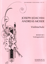 Joachim/moser Violin School Volume 3 Sheet Music Songbook
