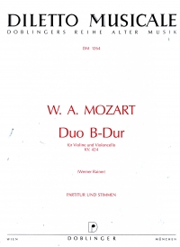 Mozart Duo Bb Major Kv 424 Violin & Cello Sheet Music Songbook